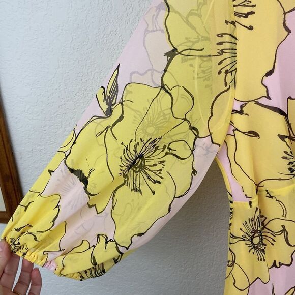 Taylor Floral Yellow and Pink Dress size 8 - Picture 6 of 10